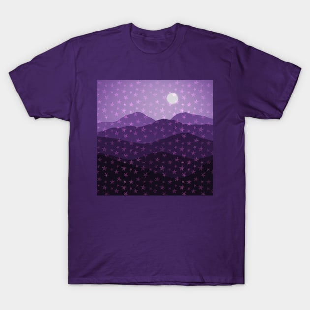 Cascade of Stars over Purple Mountains Abstract T-Shirt by SeaChangeDesign